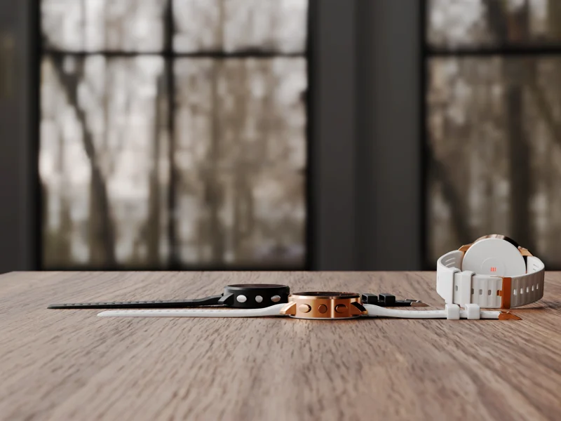 Blender 3D -mallinnus, Taurus Lux -urheilukellot teräsrungolla, musta ja valkoinen silikoniranneke, sivukuva